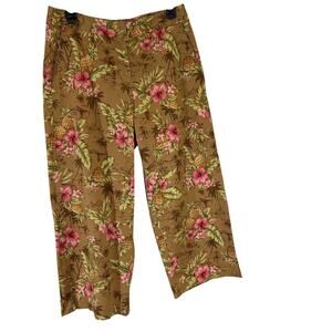 Tommy Bahama Stretch Wide Leg Tropical Print Crop Pants Size 8 Beach
